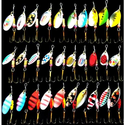 Lot 30pcs Set multi-color fishing lure spoon bait metal spinnerbait tackle spinner artificia jig bait wobblers