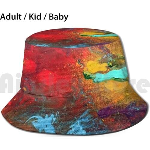 Nova Sun Hat Foldable UV Protection Space Galaxy Nebula Red Orange Explosion Stars Glow In The Dark Splatter Abstract