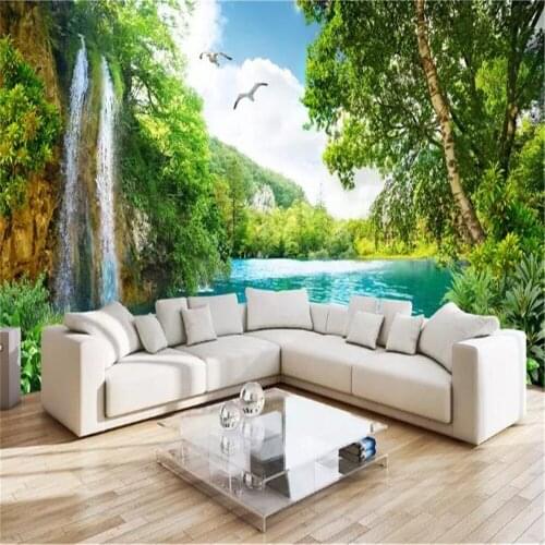 3d Scenery Wallcovering Wallpaper Jiangnan Beautiful Landscape Waterfall Living Room Bedroom Home Improvement Wall Covering