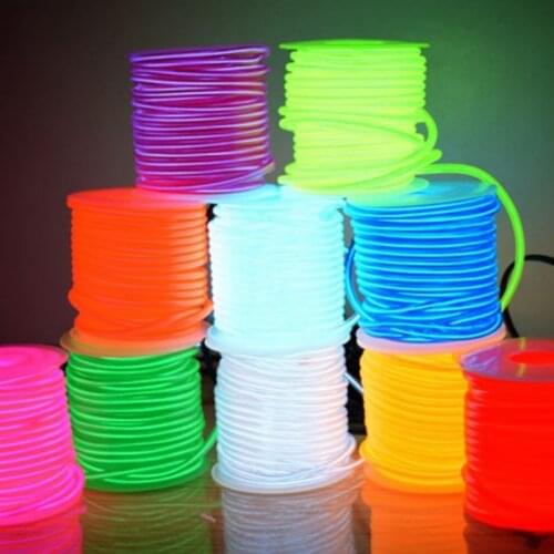 EL Wire 50M 100M 200M 500M 10 Colors Rope Tube Cable 2.3mm DIY Led Strip Flexible Neon Light Glow Party Bar Dance Decoration