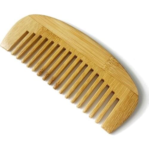 1PCS Natural Bamboo Wood Wide Tooth Comb Wholesale No Handle Comb For Men Beard Care/For Women Hair Care Engrave Logo 14.8X5.5CM