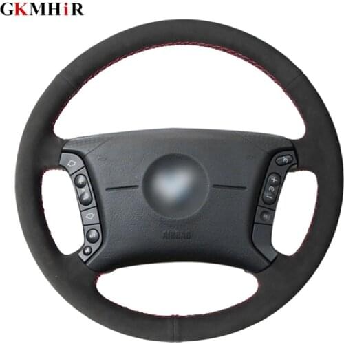 DIY Hand-stitched Soft Comfortable Black Suede Leather Car Steering Wheel Cover for BMW E46 318i 325i E39 E53 X5