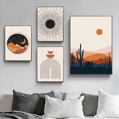 Nordic Poster Scandinavia Canvas Painting Sun and Moon Modern Prints Geometric Wall Art Pictures for Living Room Home Decor