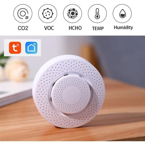 Tuya WIFI Smart Air Box Carbon Dioxide Detector CO2 Gas Sensor Formaldehyde VOC Temperature Humidity Sensor App Control