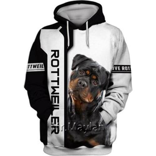 Personality Fashion Animal Rottweiler 3D Print Graphic Hoodie Men/Women Streetwear Oversized 5XL Sweatshirt Harajuku Tops QW-21
