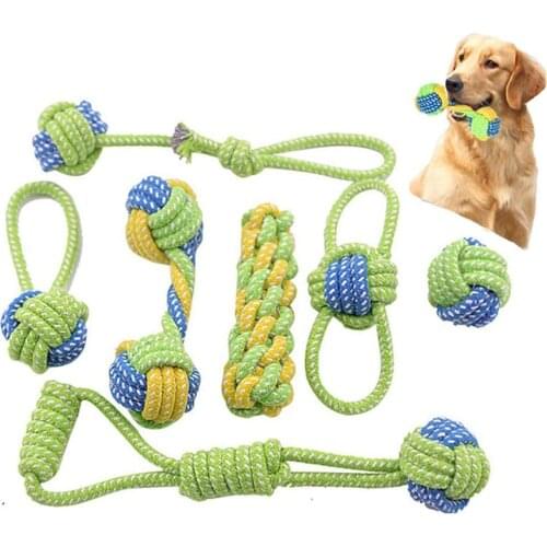 Dog Rope Toys,Puppy Chew Teething Rope Toys Set of 7 Durable Cotton Dog Toys Squeak Toys for Playing Playtime and Teeth Cleaning