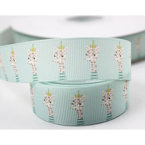 Green giraffeprinted grosgrain ribbon blue ribbon DIY Hair Bow sewing supplies 9mm 16mm 22mm 25mm 38mm 57mm 75mm