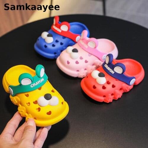0-8y Children Sandals Kids Clogs Mules Baby Slippers Girls Shoes Boys Cartoon Ear Toddler Flats Non-Slip Cute Beach Shoes y17