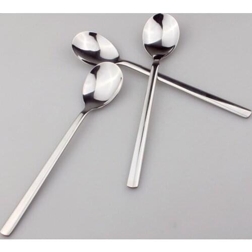 100pcs/lot 304 Stainless Steel Korean Dinner Spoon With Long Handle Soup Spoon Fork Kitchen Picnic Tea Coffee Soup Ladle lin3568