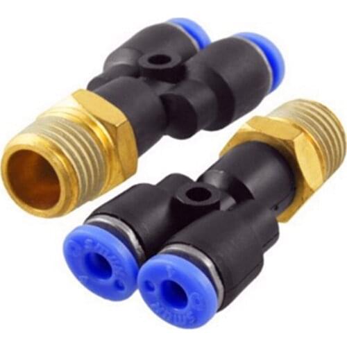 2 Pcs Pneumatic 1/4" Thread 4mm Push In Y Shape Quick Connector