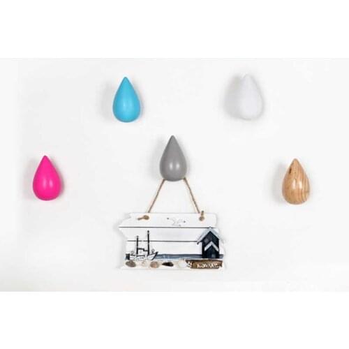 3pcs wooden water small drop coat hat hanger, wall mounted coat hat hooks. 7 colors
