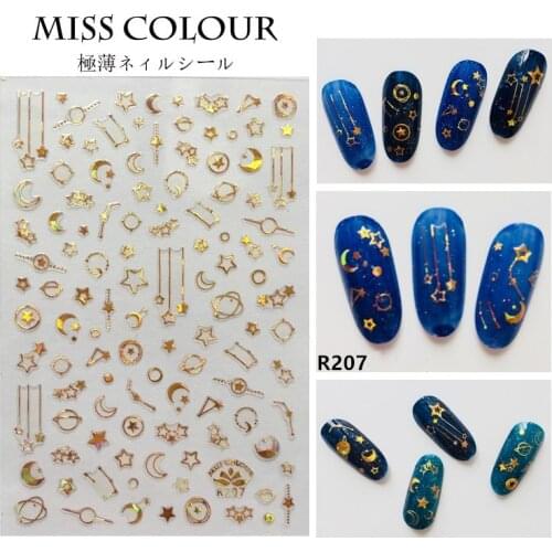 3D Laser Gold, Silver, Star and Moon Hot Nail Stickers Phototherapy Nail Supplies Nail Art Stickers Nail Art Metal Jewelry