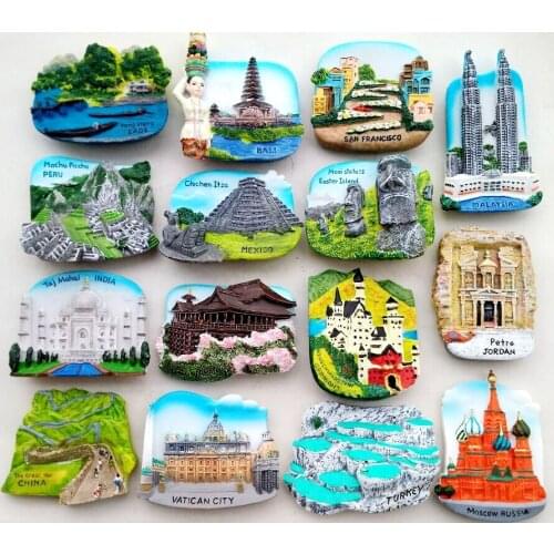Vatican, Peru And Myanmar Thailand Chile Easter Island 3D Fridge Magnet World Souvenirs Refrigerator Magnetic Sticker