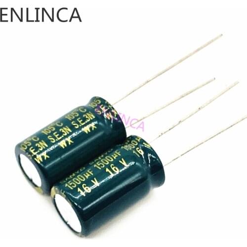 30pcs/lot 1500uf16V High Frequency Low Impedance Aluminum Electrolytic Capacitor Size 10*20mm 16V 1500uf 20
