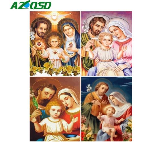 AZQSD Unframe Coloring By Numbers Religion Handpainted Painting Art DIY Paint By Numbers On Canvas Family Home Decoration