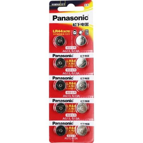 10pcs/lot 100% Original Panasonic 1.5V Button Cell Battery LR44 Lithium Coin Batteries A76 AG13 G13A LR44 LR1154 357A SR44