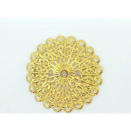 Free shipping-50 Pcs Gold Tone Filigree Flower Wraps Connectors Jewelry Findings DIY Connectors 42mm J2014