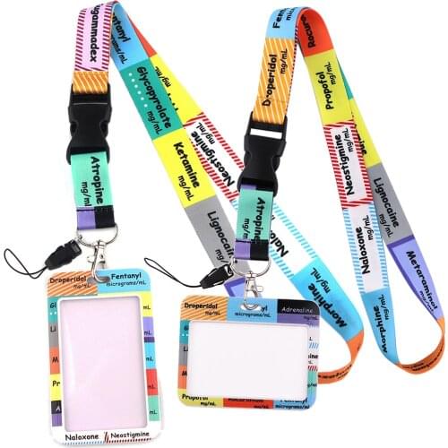 DZ1282 Doctors Nurses Critical Care ICU Anaesthetics Cartoon Print Lanyard Card ID Holder Key Chain Neck Straps Badge Holder