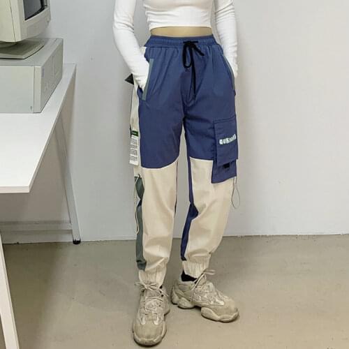New Korean Streetwear Men Cargo Pants Waist Elastic Mens Joggers Hip Hop Sweatpants Fashion Patchwork Woman Casual Pants 5XL