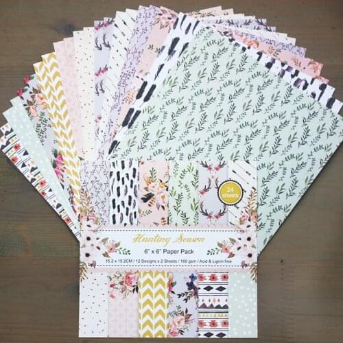 6'' Hunting Season Scrapbooking Paper Pack Of 24pc Handmade Craft Paper Cards Making DIY Origami Art Album Background Pads Paper