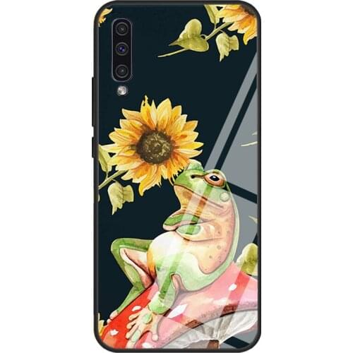 Frog Mushroom Dandelion Flower Tempered Glass Case For Samsung A52 A12 A32 A42 A72 A31 A51 A71 A40 A50 A70 A20e A21S
