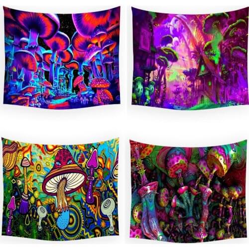 Colored mushrooms wall tapestry dorm room decor college dorm world map tapestry boho wall hanging wall tapestry abstract home