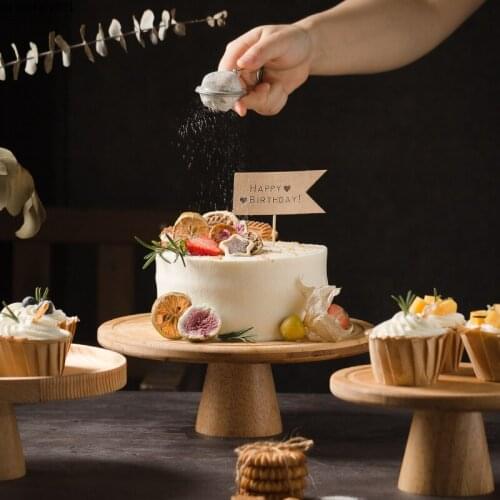 European-style Wooden Tall Storage Tray Dessert Cake Display Stand Home Round Food Jewelry Teacup Storage Tray Home Decoration