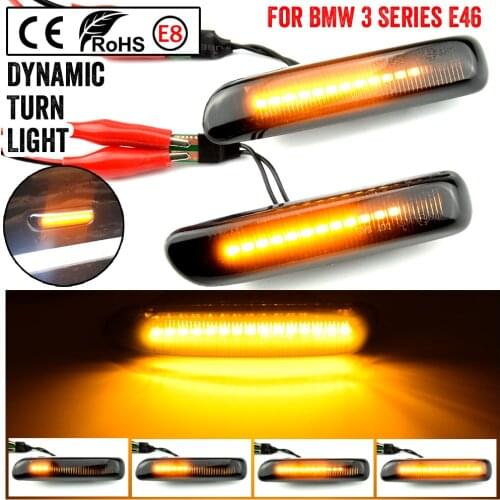 2x Led Dynamic Turn Signal Light Side Fender Marker Sequential Lamp For BMW 3 Series E46 Sedan Coupe Wagon Convertible 1997-2001