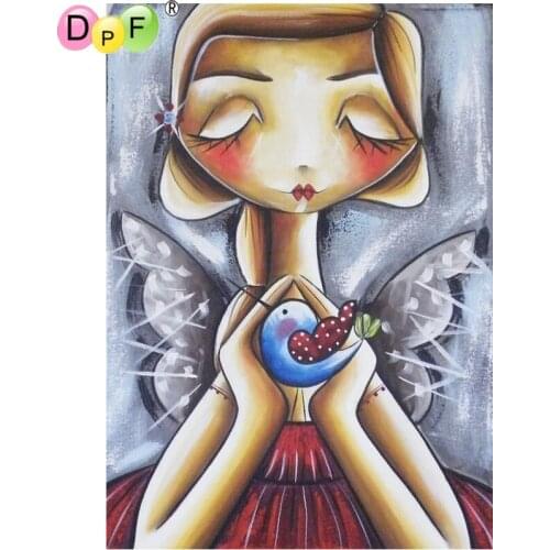 DPF DIY Women wishing 5D diamond mosaic square diamond painting cross stitch crafts diamond embroidery home decor wall painting