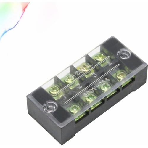 25A 600V Dual Row Barrier Screw Terminal Block Wire Connector TB Series 4 Positions Ways Factory Wholesale TB-2504