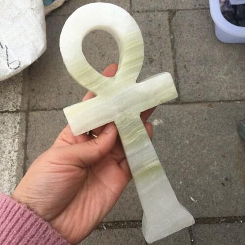 Large big size Key of life natural stones and minerals Afghanistan jade cross figurine reiki healing crystals Glyph of Energy