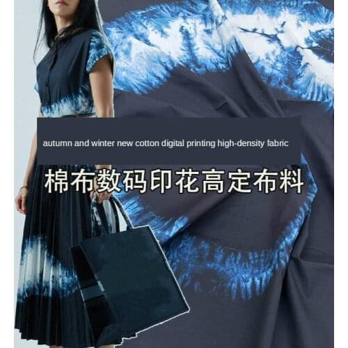 Hot European and American brand ink smudge 100% cotton printed garment skirt haute couture fabric