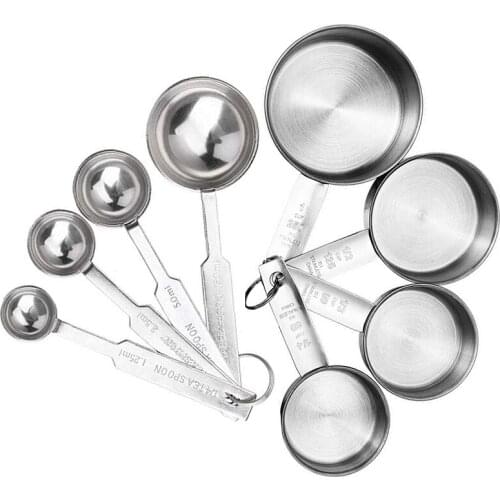 Hot 8Pcs Measuring Cups Premium Stackable Kitchen Measuring Spoon Set Stainless Steel Measuring Cups and Spoons Set