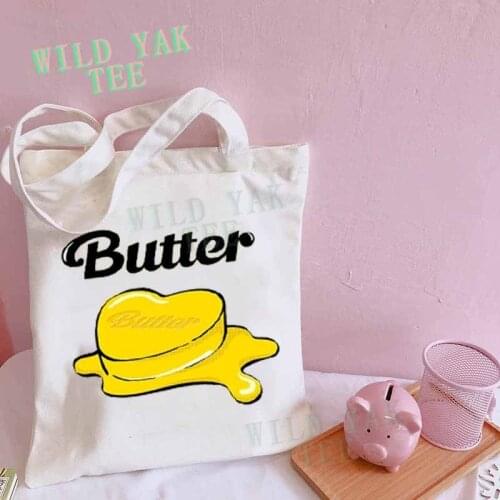 Butter New Ablum Kpop Women Bags Large Capacity Harajuku Korean Shopping Bag Canvas Bag Funny Womens Shoulder Bags Kawaii Girls