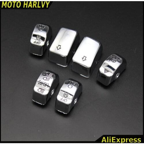 Chrome Engrave Hand Control Switch Housing Buttons Cap Fits For Harley Davidson 14-Later XL/12-Later Dyna & 11-15 Softail Models