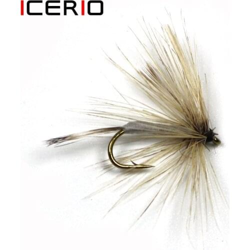 ICERIO 10PCS Classic Mosquito Dry Fly Trout Fishing Fly Lure #12
