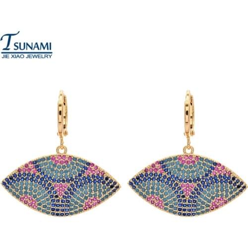 Famous brand mouth shape of zircon color earrings Zircon earrings for women/girls parties ER-136