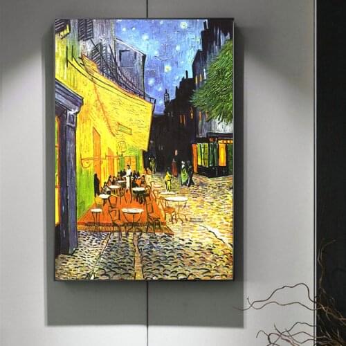 Van Gogh Cafe Terrace At Night Famous Art Canvas Painting Posters and Prints Wall Art Picture Cuadros Home Decoration Room Decor