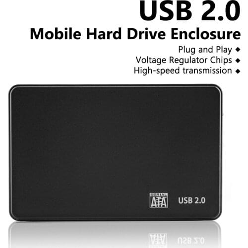 SATA to USB2.0 HDD Enclosure Mobile Hard Drive Case for SSD External Storage Box With Cable ABS USB Hard Disk Adapter for Laptop