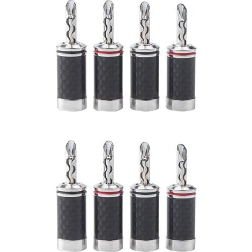 Hot 8Pcs Banana Plugs Hi-End HIFI DIY Carbon Fiber Copper Plated Rhodium Electrical Audio Jack Banana Connector Plug