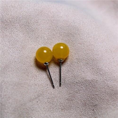 Liemjee Personality Fashion Party Jewelry Green Agate Simple Beads Earring For Women Luxury Namour Charm Gift All Seasons