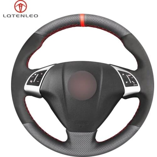 LQTENLEO Black Leather Suede Car Steering Wheel Cover For Fiat Linea Qubo Doblo 2007-2019 Opel Combo Vauxhall Combo 2012-2017