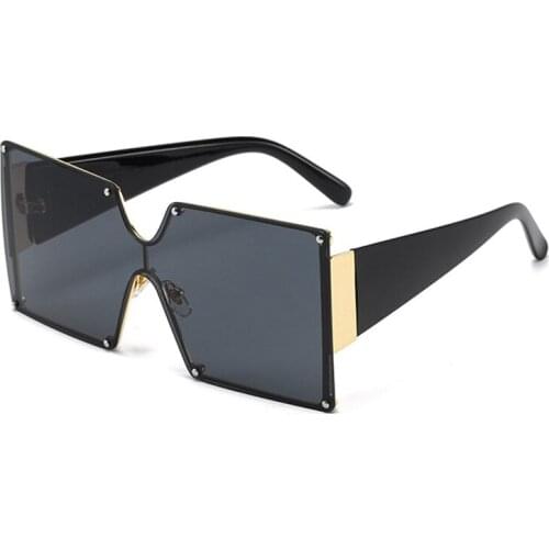 MAXJULI Oversized Sunglasses Metal Frame Square Luxury Brand Designer Women Mirror Sun glasses Men UV Big Frame Shades CS8006