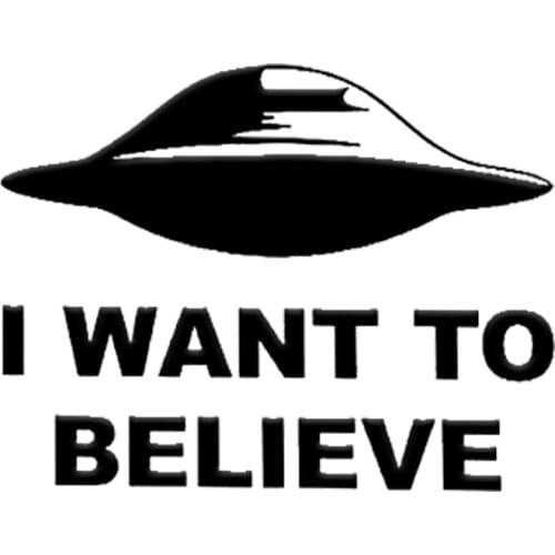I Want to Believe UFO Aliens X Top Secret Funny Car Laptop Vinyl Sticker Decal