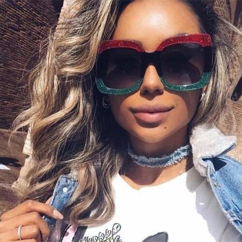 Red Green Women Overszied Sunglasses Brand Designer Square Sun Glasses Men Luxury Fashion Glasses Big Shades UV400