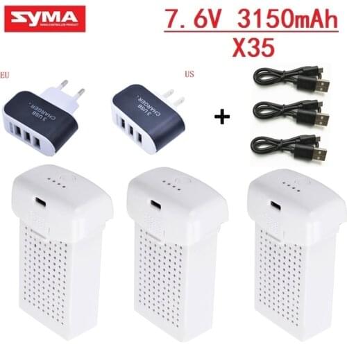 Original X35 7.6V 3150mAh LIPO Battery For SYMA X35 Drone Battery With USB charger for K777 X35 Rc Quadcopter Spare Parts