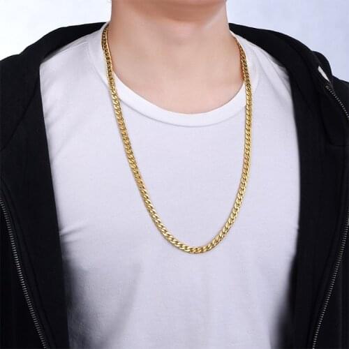 Gold Chain Necklace Mens Stainless Steel Hip Hop Rock Long Necklace Jewelry on The Neck Gifts for Male Fashion 2021 New Necklace