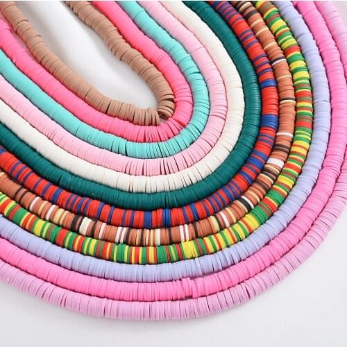 8mm 1-3Pcs/pack Color Flat Round Polymer Clay Beads Chip Disk Loose Spacer Handmade Slice Beads For DIY Jewelry Making Bracelet