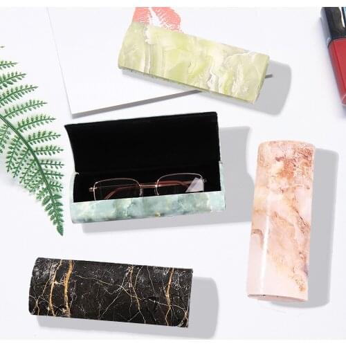 Portable Candy Colors Marbled Striped Magnet Glasses Case Eyewear Protector Box Travel Glasses Container Eyewear Accessories
