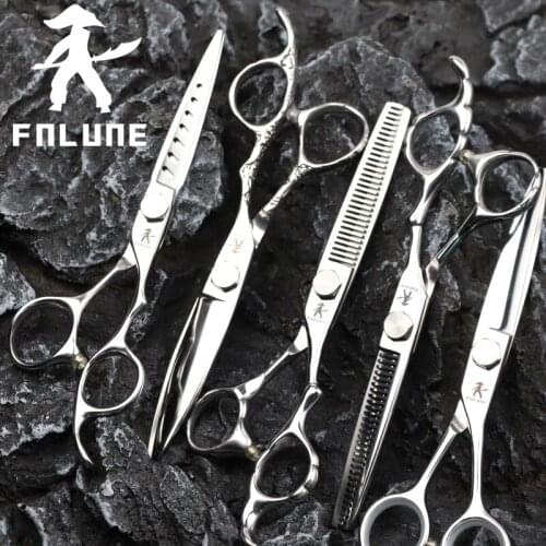 FnLune 6.0 Japan Steel Professional Hair Salon Scissors Cut Barber Accessories Haircut Thinning Shear Hairdressing Tool Scissors